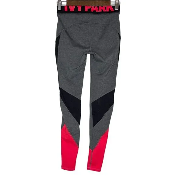 Ivy Park Athletic Grey, Pink, and Black Colorblock Mesh‎ Leggings Size Small